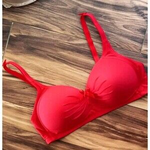 Prima Valentina Intimates Wireless Bra Size 38D Red Padded Wireless Pleated